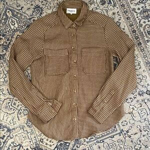 FRNCH PARIS Brown Striped Casual Button Down Shirt